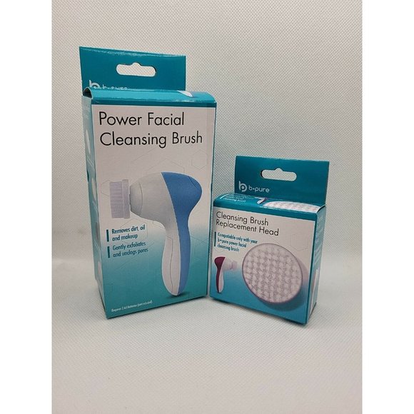 b pure Other - b·pure Power Facial Cleansing Brushes and Replacement Brush Heads (Blue)